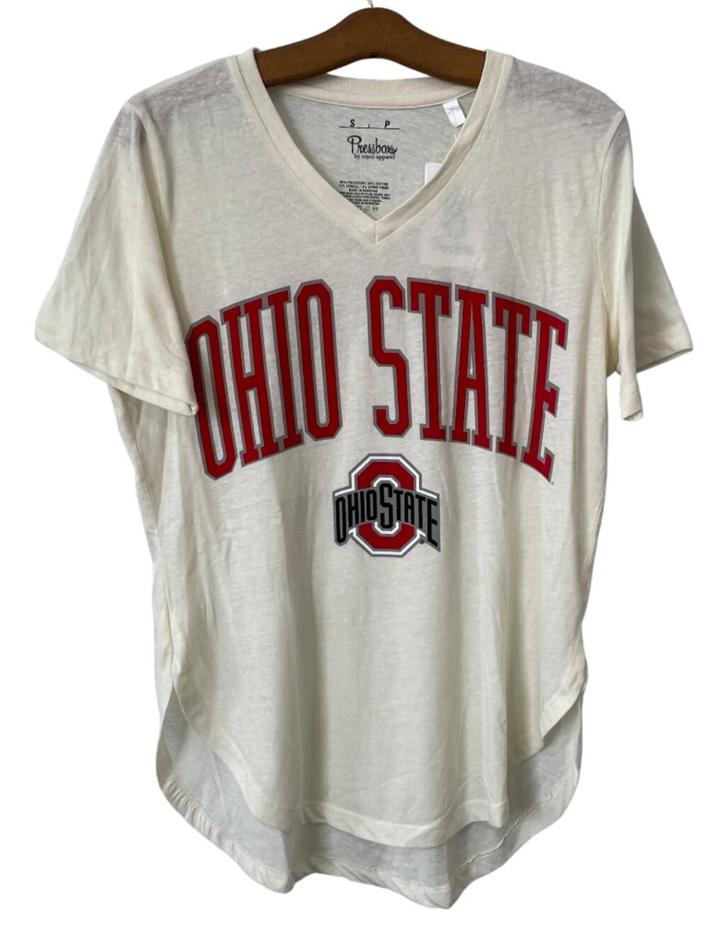 Royce Apparel Pressbox Graphic Tee Small Ohio State V Neck Short Sleeve Tee NEW